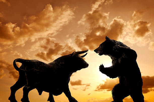 Bull and bear , symbolic beasts of market trend.